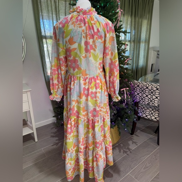 J. Marie Women’s XS Ava Mae Multicolor Floral Long Sleeve Maxi Dress - Picture 5 of 10